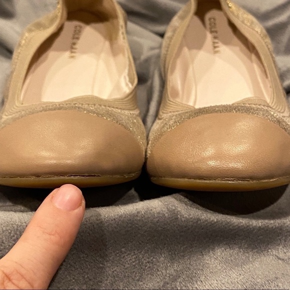 Cole Haan, Elbridge Gold Tan Metallic Leather Cap Toe Ballet Flat Woman’s Size 6 - Picture 9 of 9